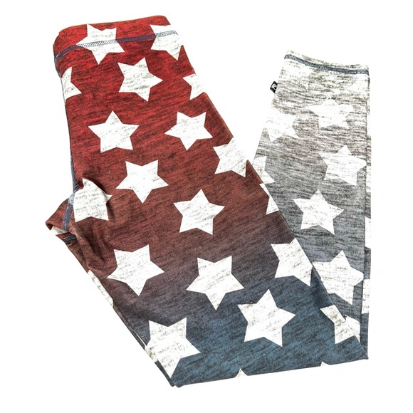 Terez Patriotic Star Leggings Red/White/Gray-Size M - Picture 1 of 10